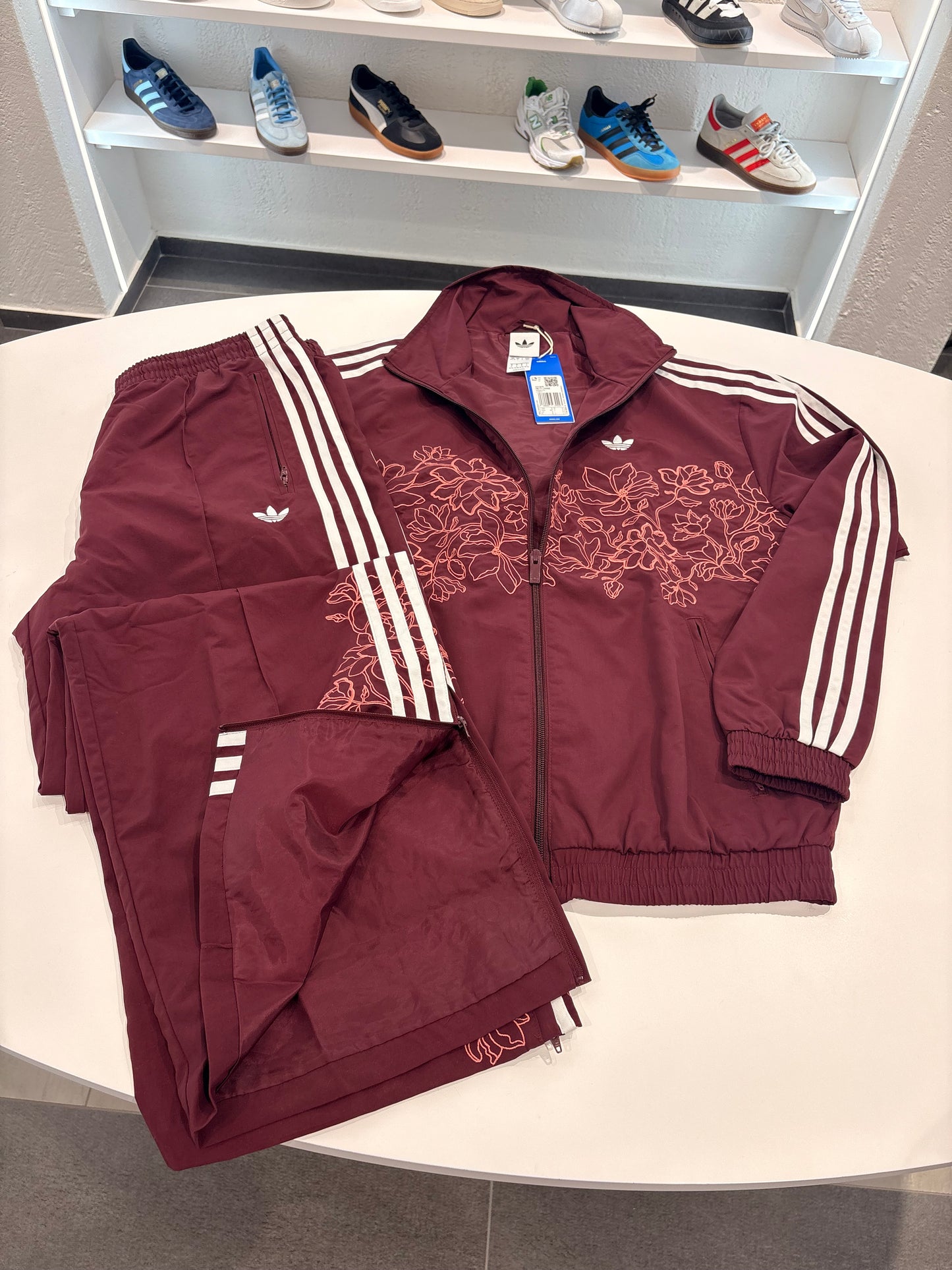 Tuta Adidas floreal 3Lines bordeaux zip