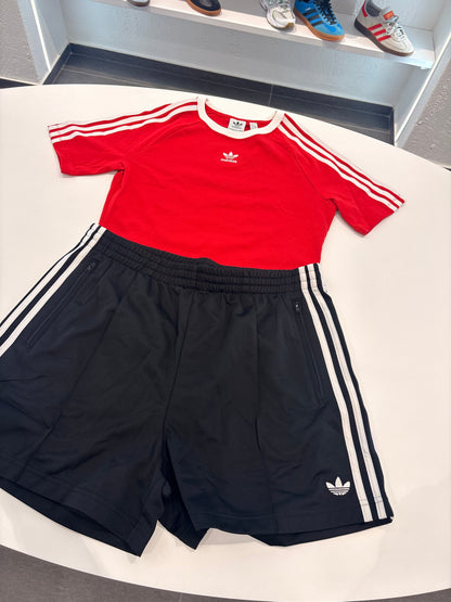 Coordinato Adidas shorts lungo black/ t-shirt 3lines Red