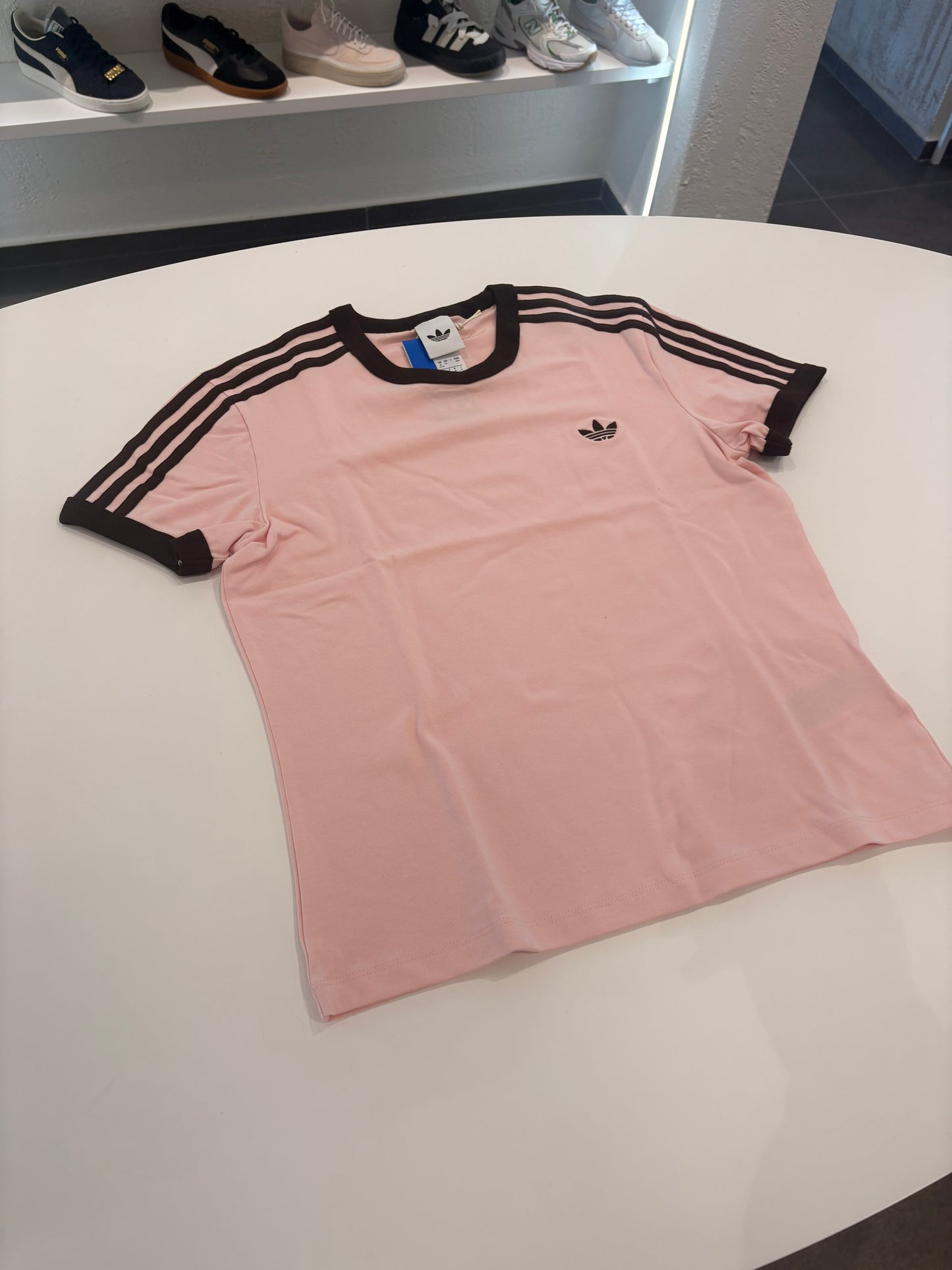 T-shirt 3 stripes Adidas pink coffe