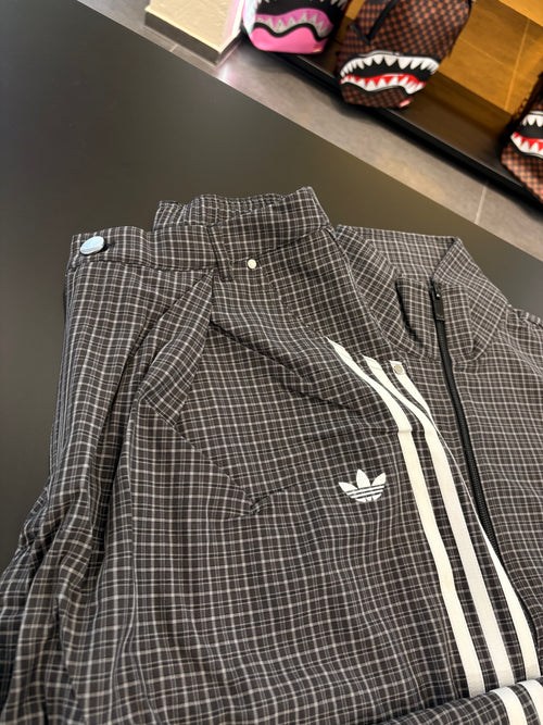 Tuta Adidas checks track top black grey three
