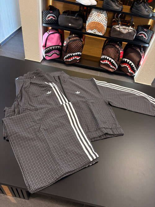 Tuta Adidas checks track top black grey three