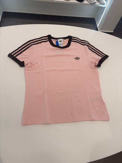 T-shirt 3 stripes Adidas pink coffe