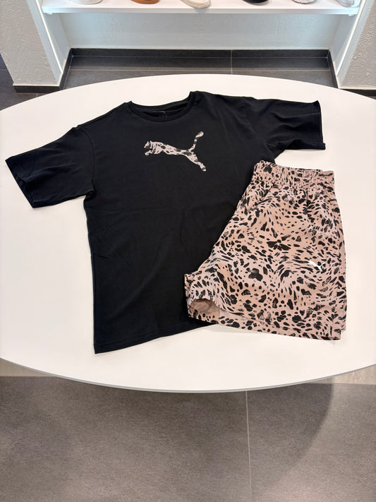 Coordinato puma logo animalier shorts contrast
