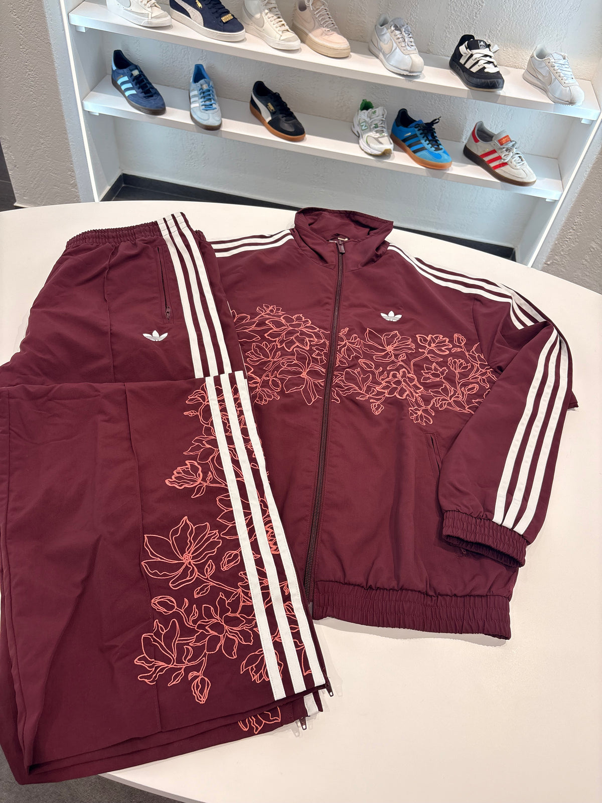 Tuta Adidas floreal 3Lines bordeaux zip