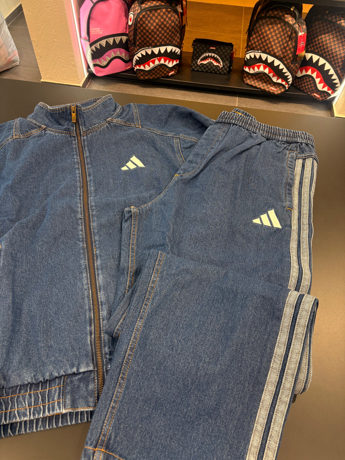 Tuta Adidas in denim blue uomo