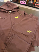 Tuta puma full zip brown logo oro