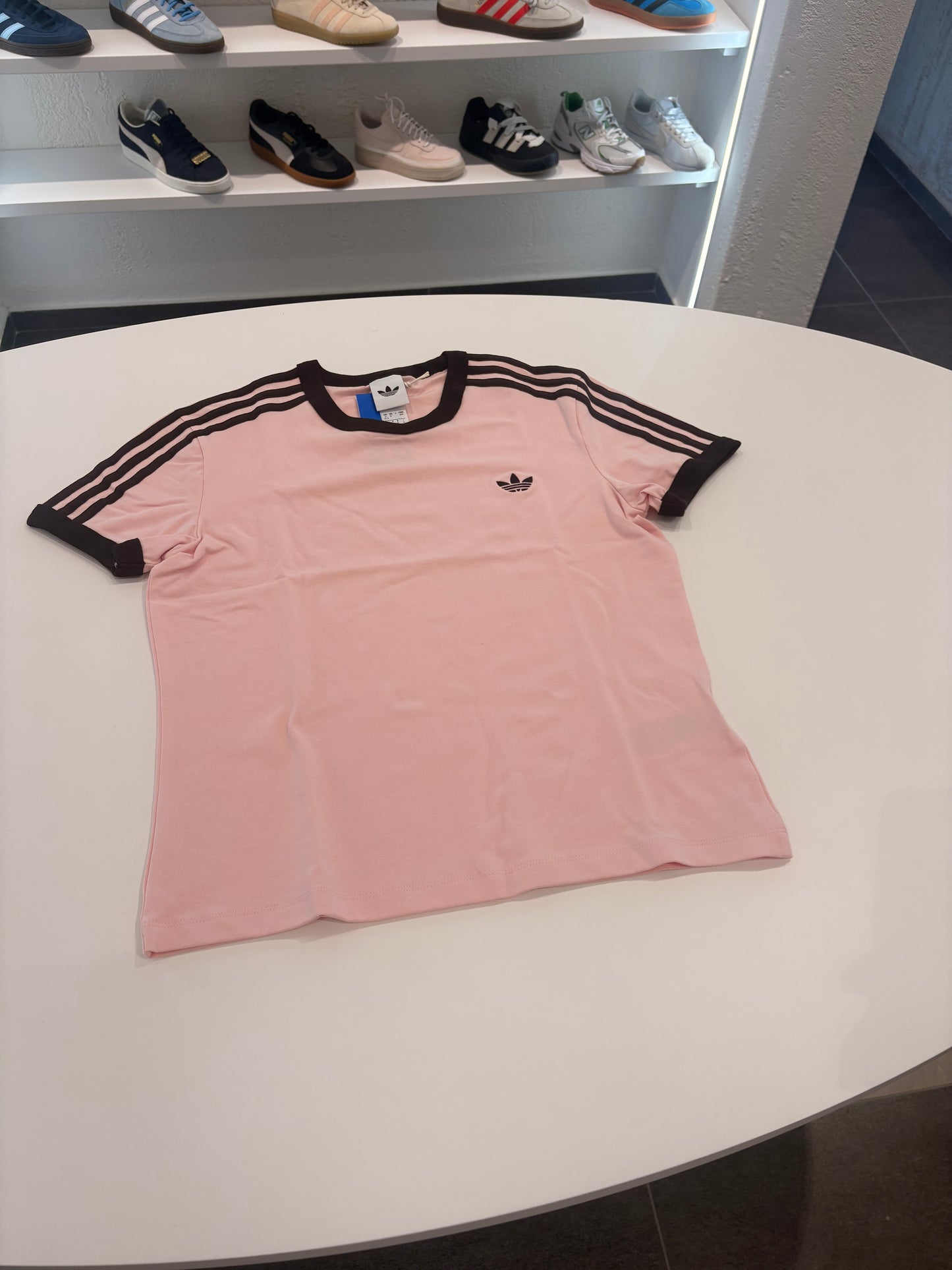 T-shirt 3 stripes Adidas pink coffe