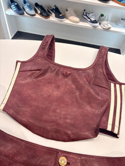 Coordinato gonna/top Adidas in pelle bordeaux