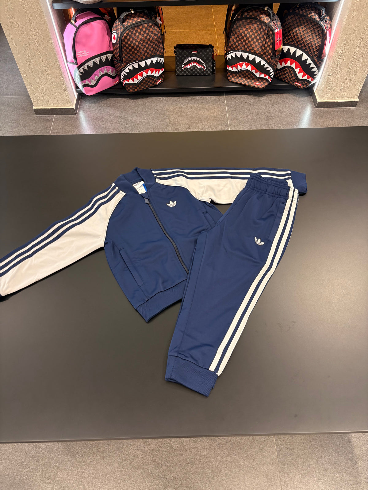 Tuta Adidas two color 3lines blu kids