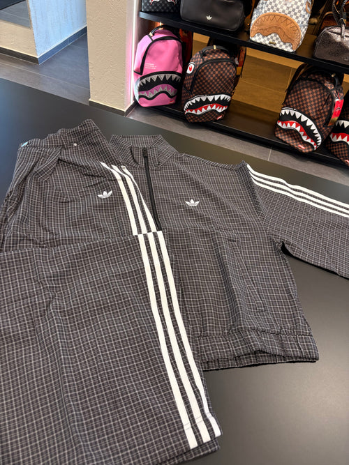 Tuta Adidas checks track top black grey three