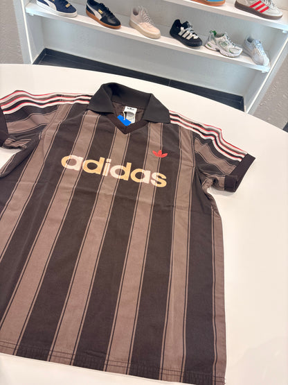 T-shirt Adidas coffee 3 stripes red white