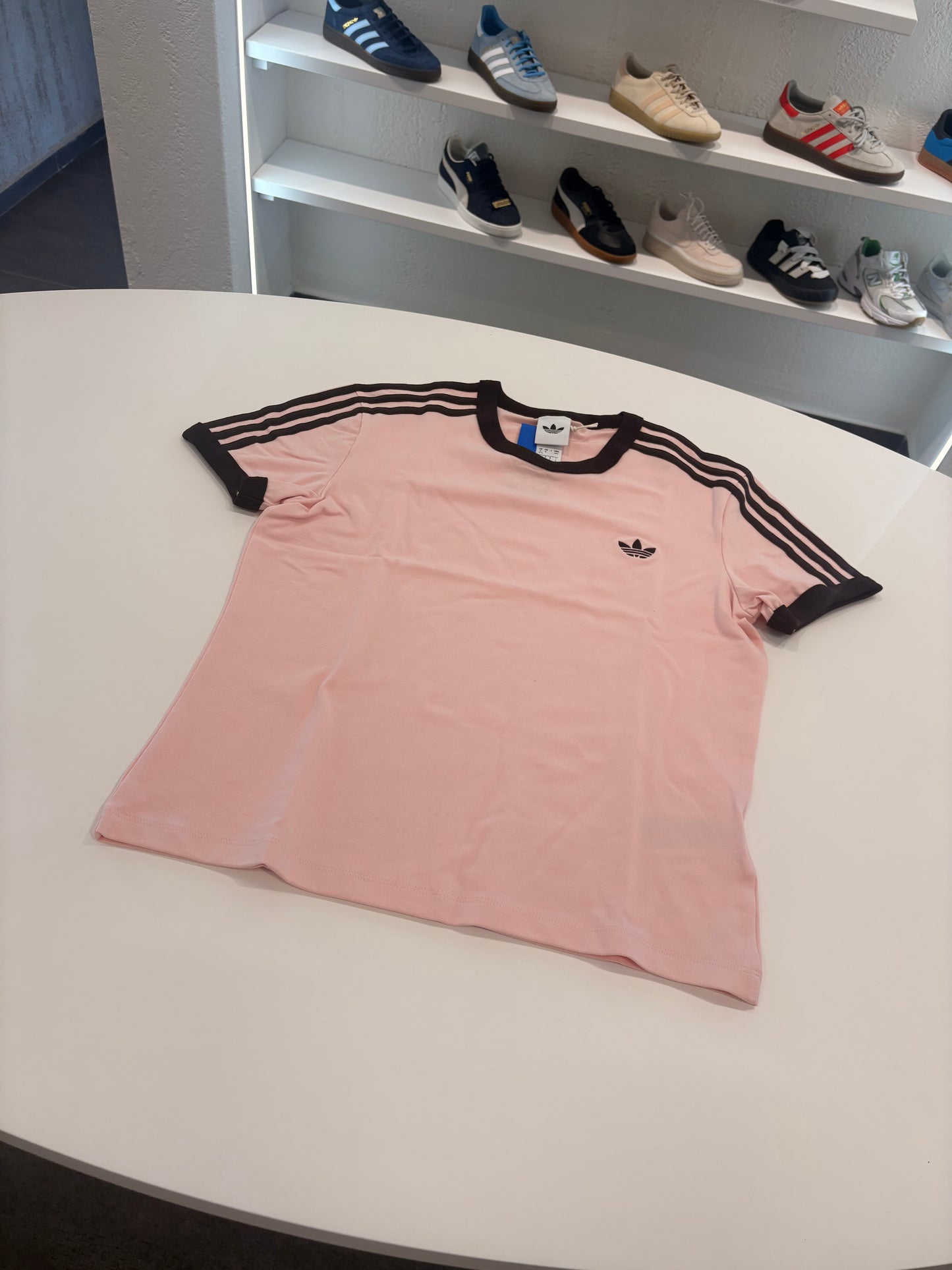 T-shirt 3 stripes Adidas pink coffe