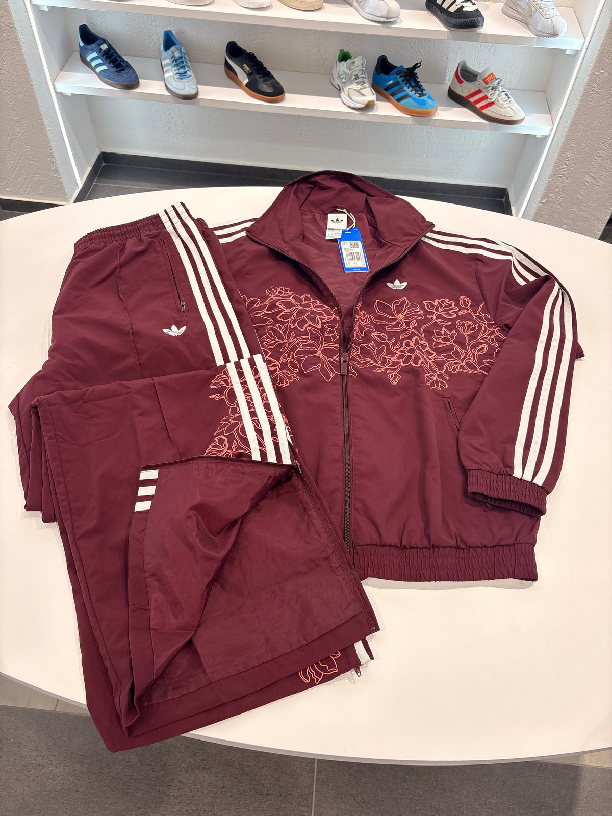 Tuta Adidas floreal 3Lines bordeaux zip