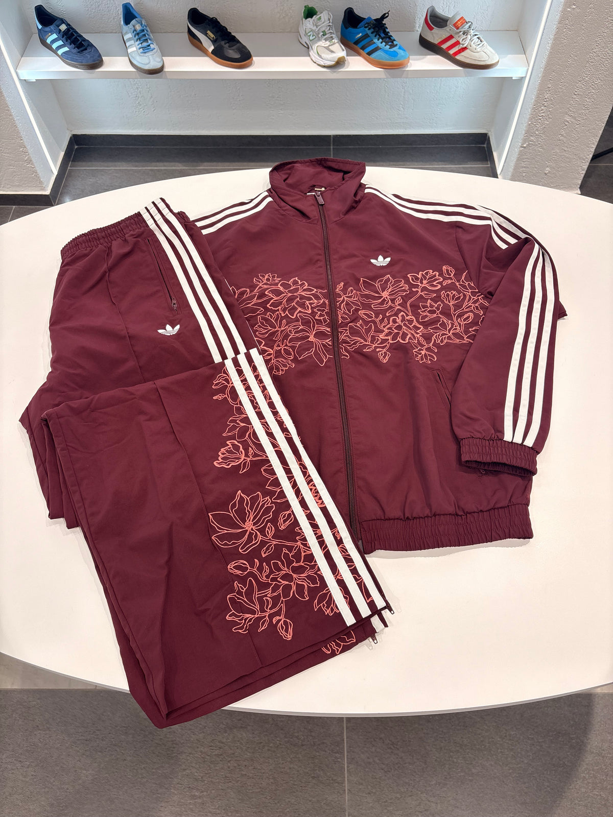 Tuta Adidas floreal 3Lines bordeaux zip