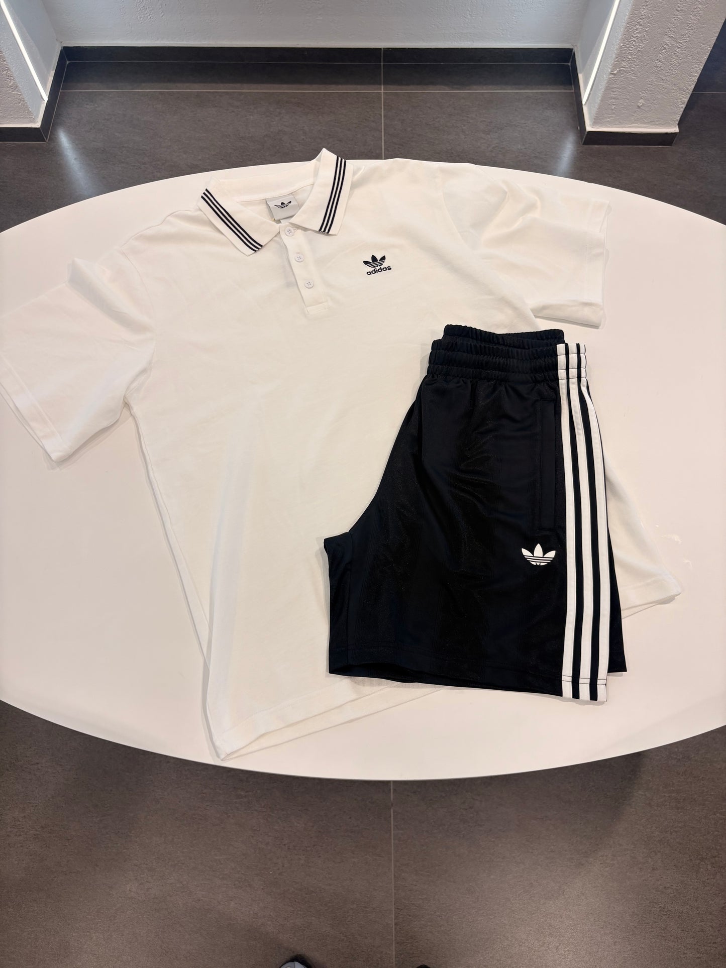 Coordinato polo riga black Adidas uomo