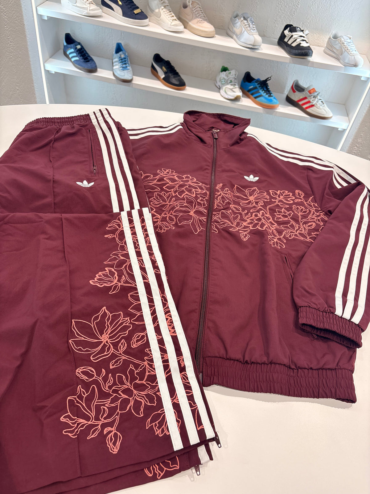 Tuta Adidas floreal 3Lines bordeaux zip