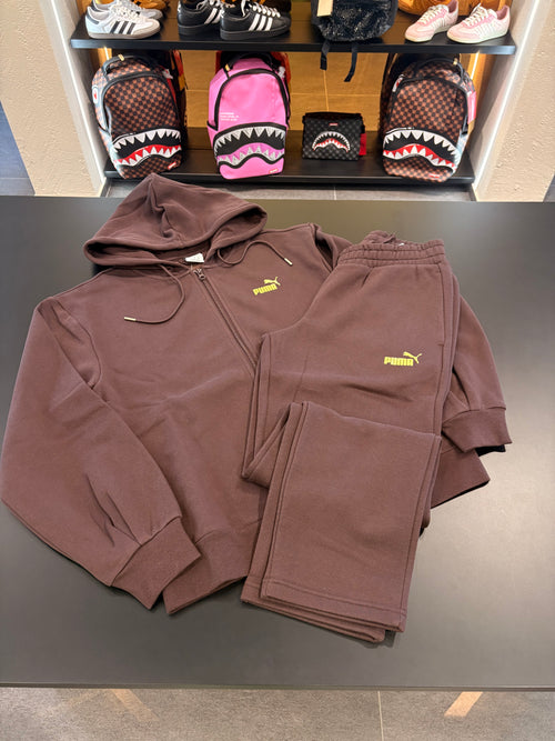 Tuta puma full zip brown logo oro