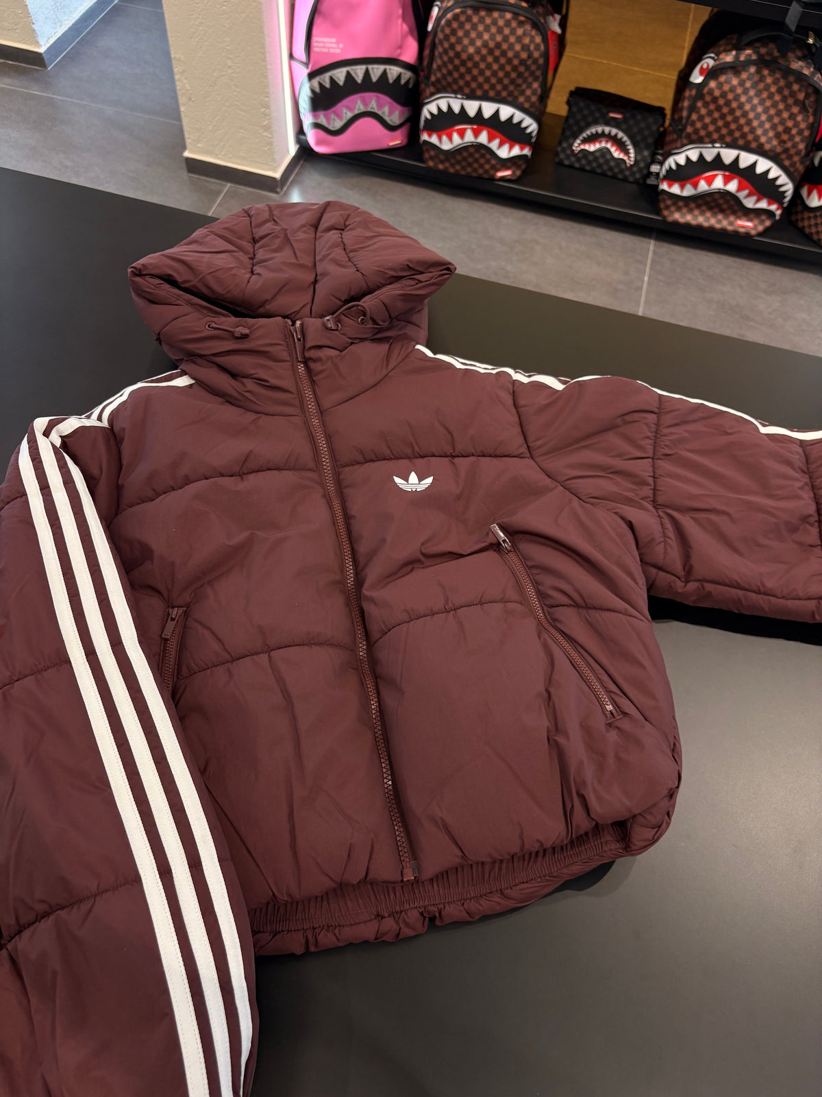 Bomber Puffer Adidas donna crop bordeaux