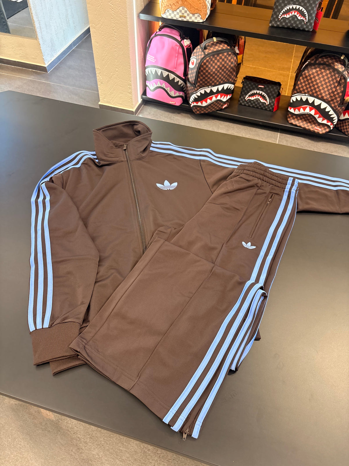 Tuta Adidas firebird brown linea Sky azzurro
