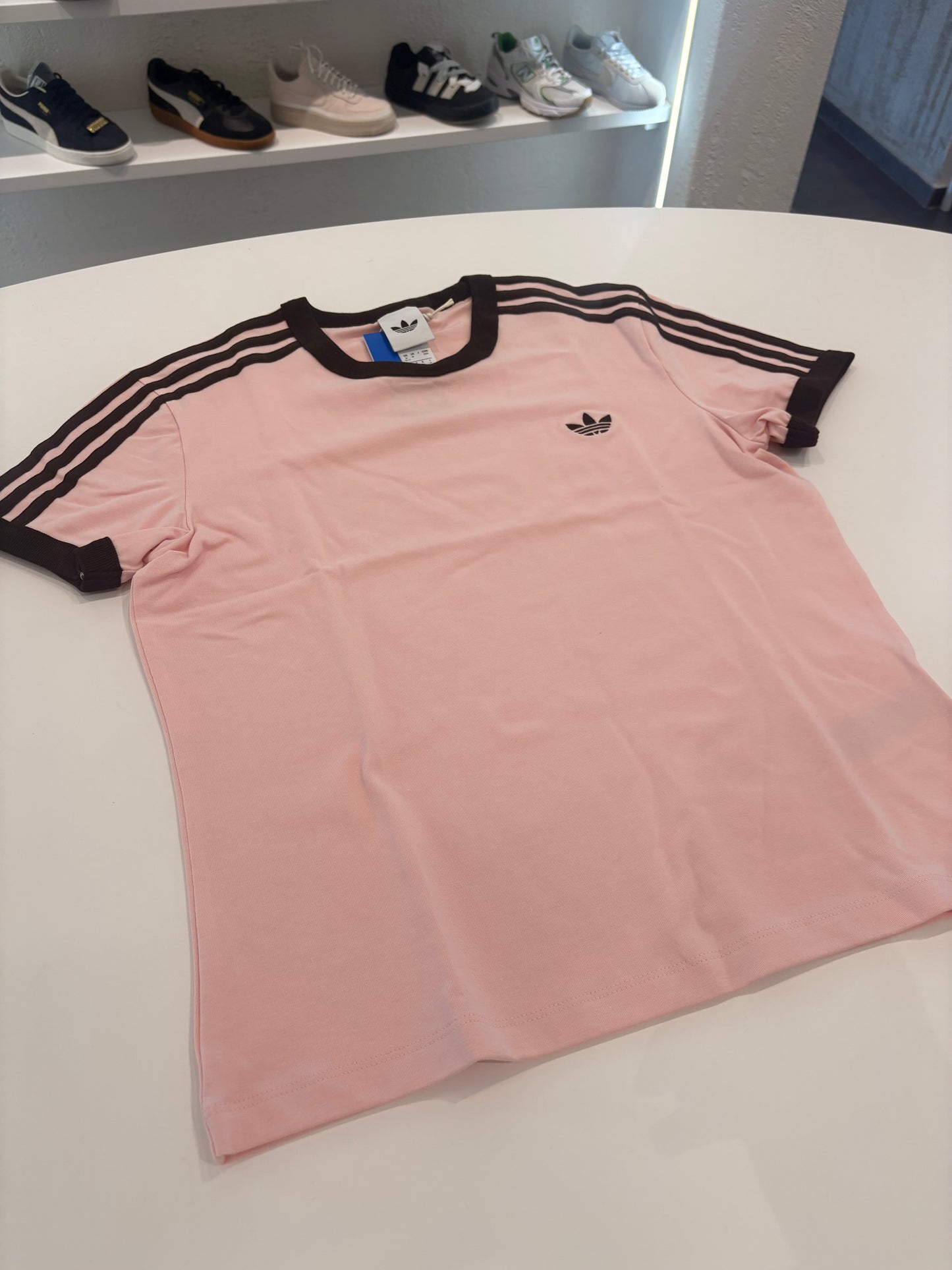 T-shirt 3 stripes Adidas pink coffe