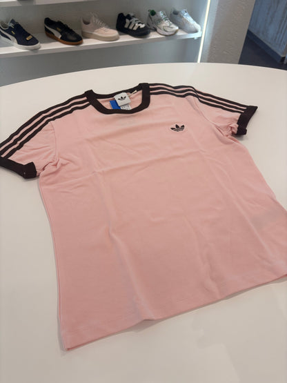 T-shirt 3 stripes Adidas pink coffe