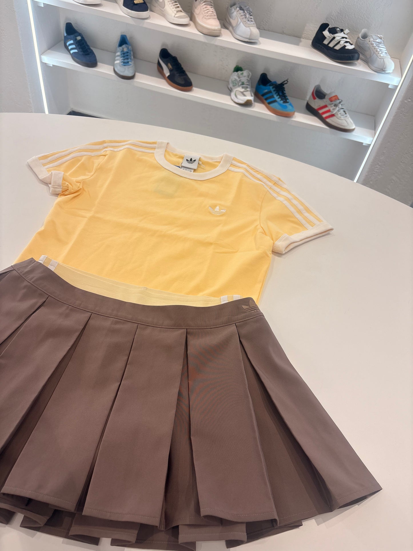 Coordinato Adidas gonna brown yellow 3lines