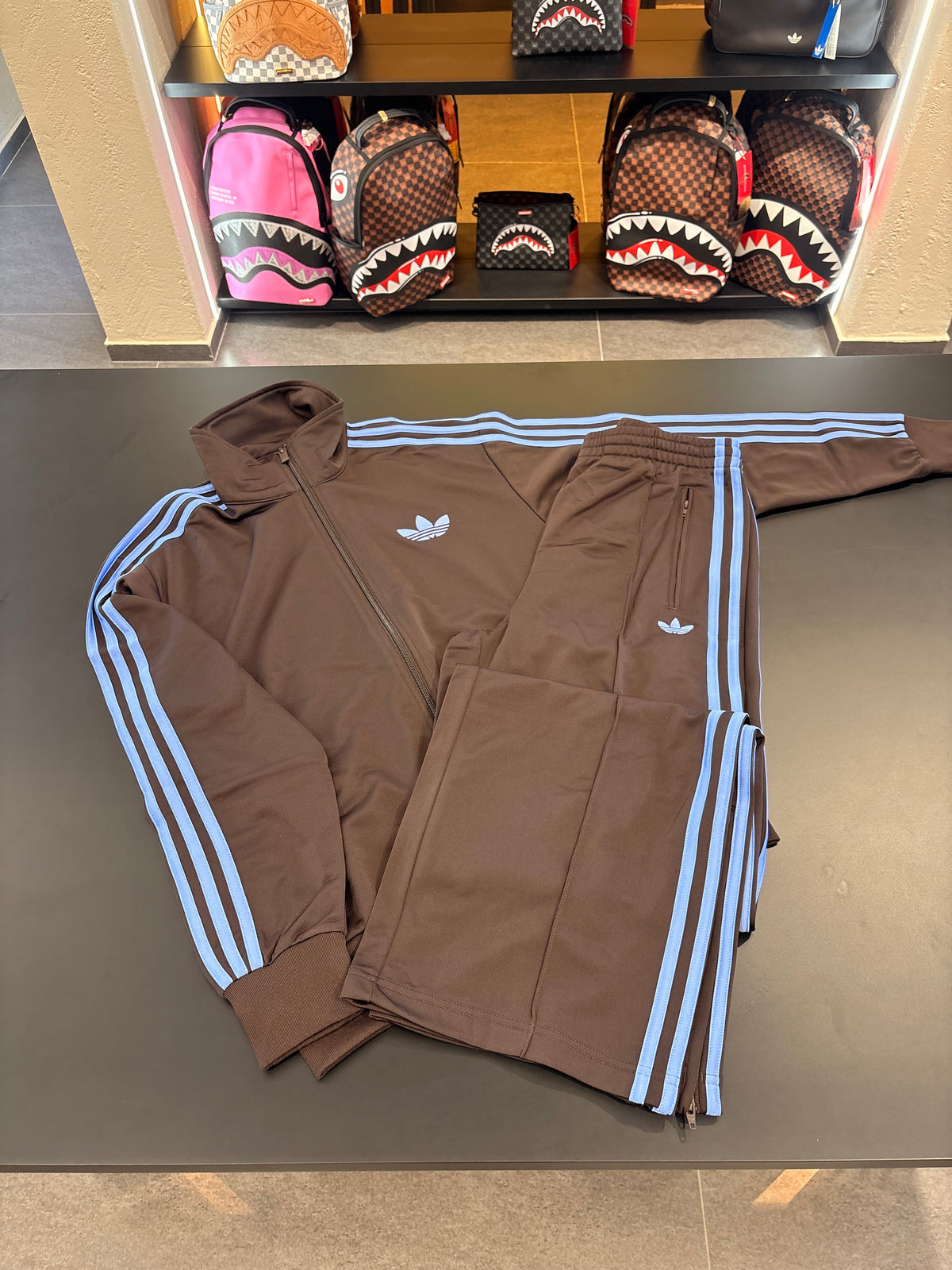 Tuta Adidas firebird brown linea Sky azzurro