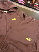 Tuta puma full zip brown logo oro