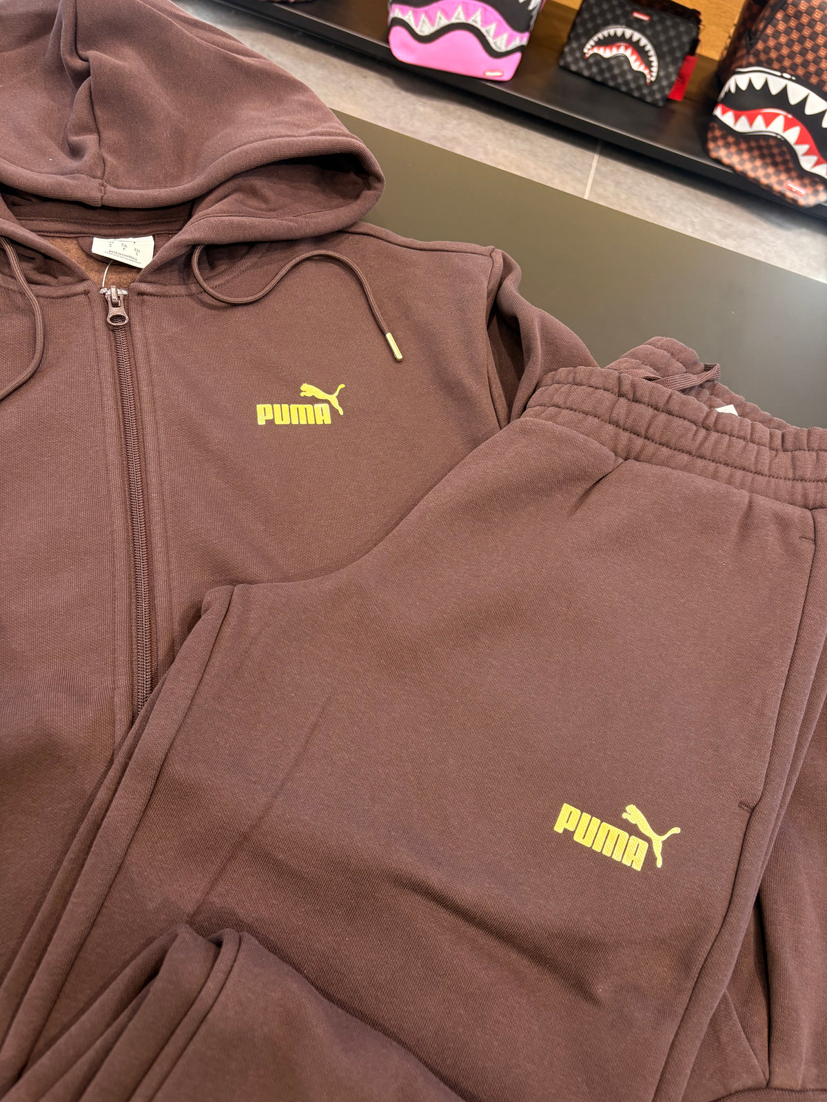 Tuta puma full zip brown logo oro