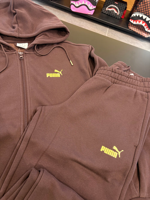 Tuta puma full zip brown logo oro