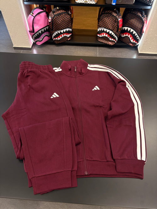 Tuta Adidas felpata bordeaux