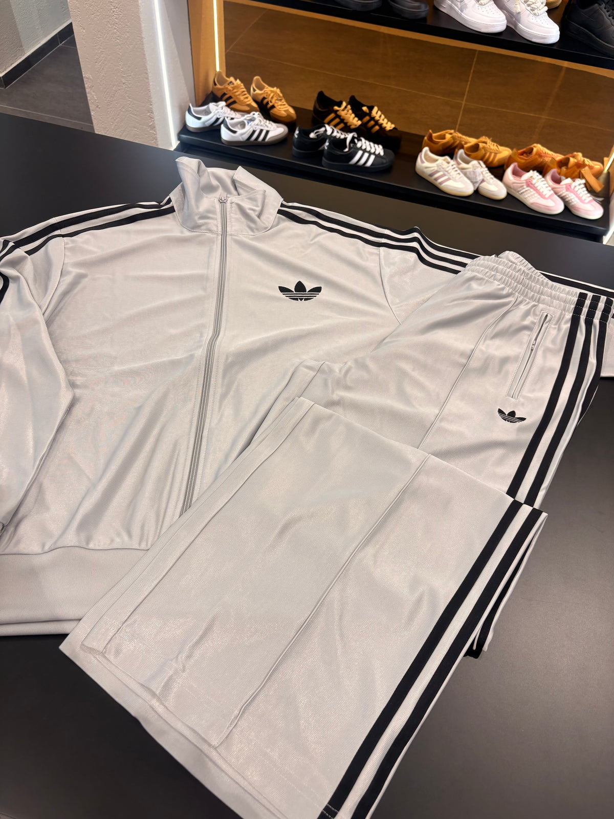 Tuta Adidas argento 3lines black